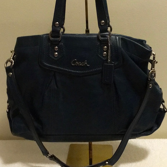 Coach Top Handle Shoulder Bag in Dark Teal Leather (16" x 10.25") - Picture 2 of 10